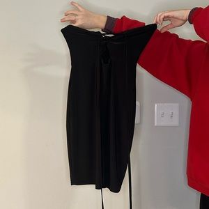 Black lace up bodycon mini dress